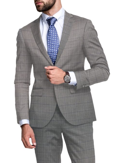 J.hampstead Men's Polyester Viscose  Checks  Unstitched Suiting Fabric (Grey)