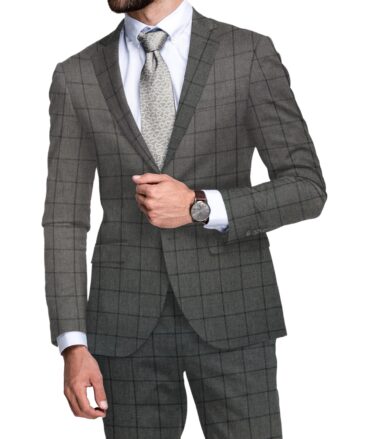 J.hampstead Men's Polyester Viscose  Checks  Unstitched Suiting Fabric (Grey & Black)