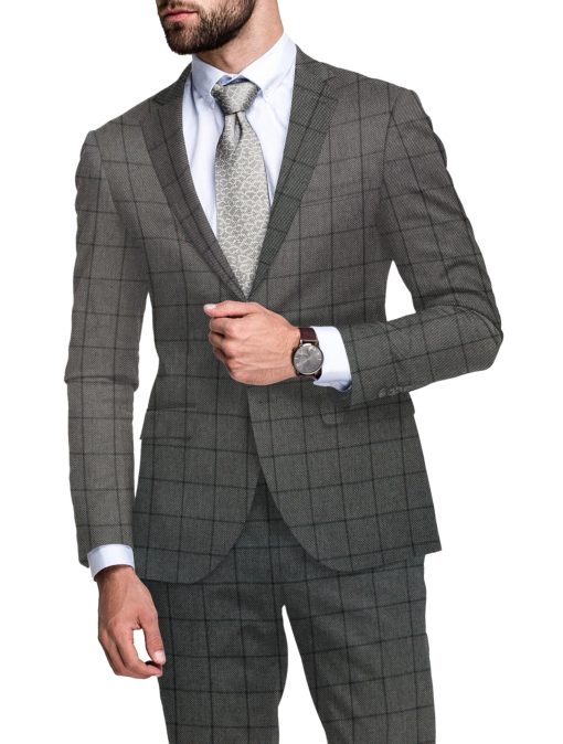 J.hampstead Men's Polyester Viscose  Checks  Unstitched Suiting Fabric (Grey & Black)