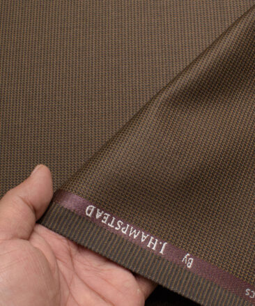 J.hampstead Men's Polyester Viscose  Structured  Unstitched Suiting Fabric (Brown)