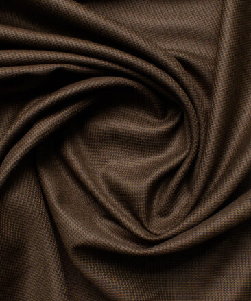 J.hampstead Men's Polyester Viscose  Structured  Unstitched Suiting Fabric (Brown)