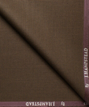 J.hampstead Men's Polyester Viscose  Structured  Unstitched Suiting Fabric (Brown)