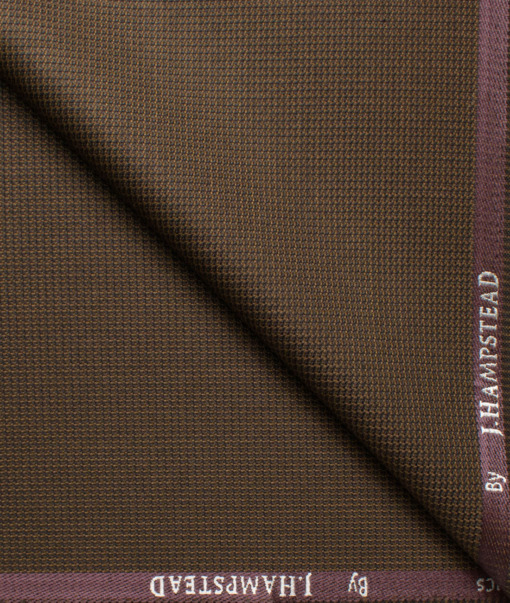 J.hampstead Men's Polyester Viscose  Structured  Unstitched Suiting Fabric (Brown)