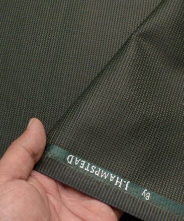 J.hampstead Men's Polyester Viscose  Structured  Unstitched Suiting Fabric (Dark Green)