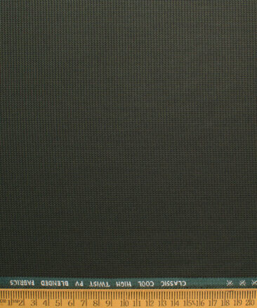 J.hampstead Men's Polyester Viscose  Structured  Unstitched Suiting Fabric (Dark Green)