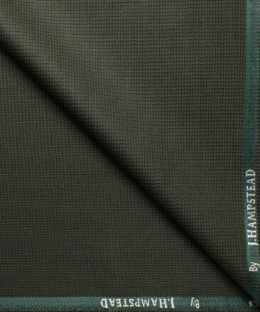 J.hampstead Men's Polyester Viscose  Structured  Unstitched Suiting Fabric (Dark Green)