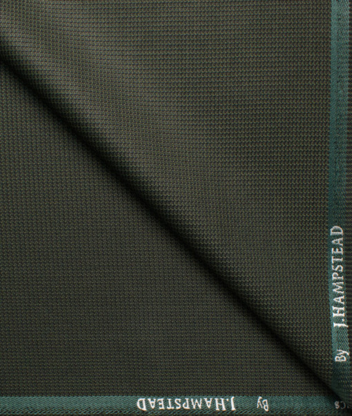 J.hampstead Men's Polyester Viscose  Structured  Unstitched Suiting Fabric (Dark Green)