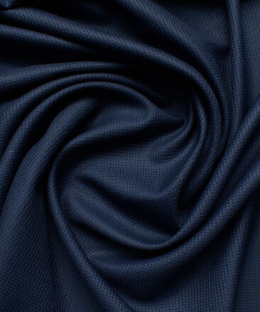 J.hampstead Men's Polyester Viscose  Structured  Unstitched Suiting Fabric (Dark Royal Blue)