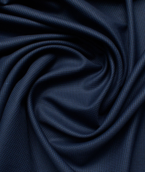 J.hampstead Men's Polyester Viscose  Structured  Unstitched Suiting Fabric (Dark Royal Blue)