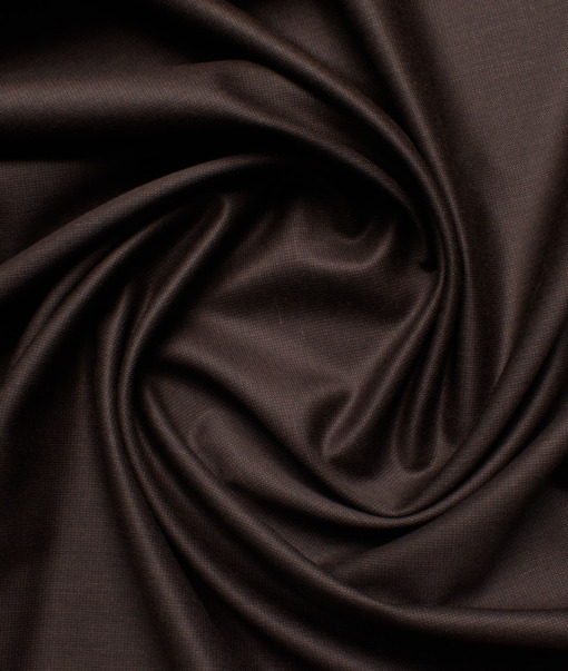 J.hampstead Men's Polyester Viscose  Structured  Unstitched Suiting Fabric (Dark Brown)