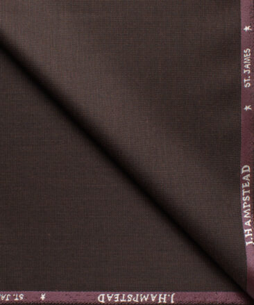 J.hampstead Men's Polyester Viscose  Structured  Unstitched Suiting Fabric (Dark Brown)