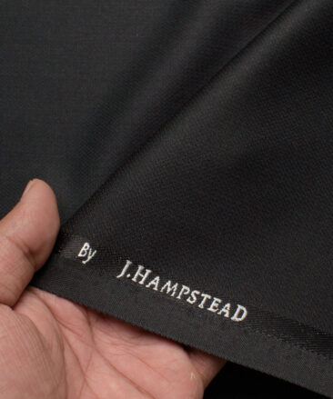 J.hampstead Men's Polyester Viscose  Structured  Unstitched Suiting Fabric (Black)