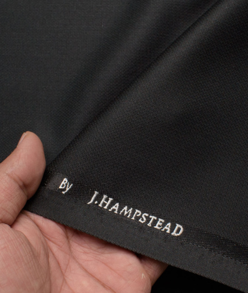 J.hampstead Men's Polyester Viscose  Structured  Unstitched Suiting Fabric (Black)