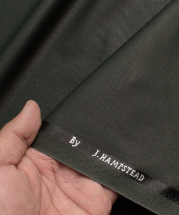 J.hampstead Men's Polyester Viscose  Structured  Unstitched Suiting Fabric (Dark Green)