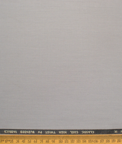 J.hampstead Men's Polyester Viscose  Structured  Unstitched Suiting Fabric (Light Grey)