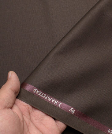 J.hampstead Men's Polyester Viscose  Structured  Unstitched Suiting Fabric (Dark Brown)