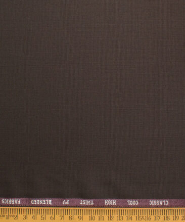 J.hampstead Men's Polyester Viscose  Structured  Unstitched Suiting Fabric (Dark Brown)