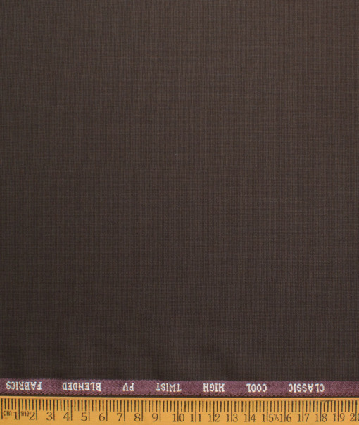 J.hampstead Men's Polyester Viscose  Structured  Unstitched Suiting Fabric (Dark Brown)