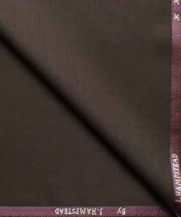 J.hampstead Men's Polyester Viscose  Structured  Unstitched Suiting Fabric (Dark Brown)