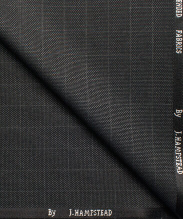 J.hampstead Men's Polyester Viscose  Checks  Unstitched Suiting Fabric (Dark Grey)