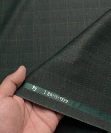 J.hampstead Men's Polyester Viscose  Checks  Unstitched Suiting Fabric (Dark Brown)