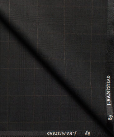 J.hampstead Men's Polyester Viscose  Checks  Unstitched Suiting Fabric (Black)