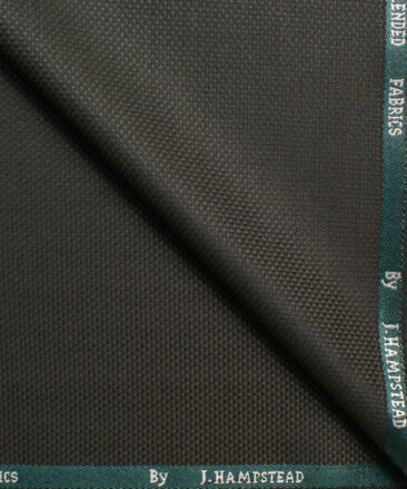 J.hampstead Men's Polyester Viscose  Structured  Unstitched Suiting Fabric (Dark Green)