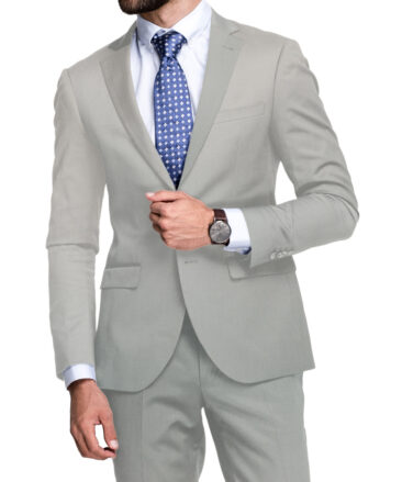 J.hampstead Men's Polyester Viscose  Structured  Unstitched Suiting Fabric (Light Grey)