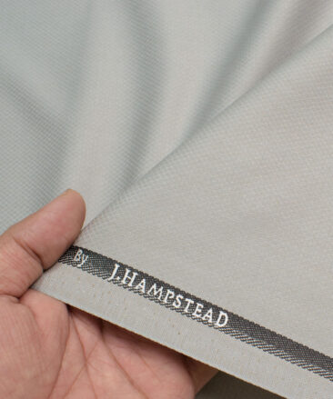 J.hampstead Men's Polyester Viscose  Structured  Unstitched Suiting Fabric (Light Grey)