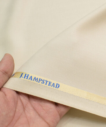 J.hampstead Men's Polyester Viscose  Structured  Unstitched Suiting Fabric (Cream)