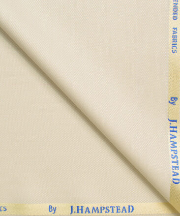 J.hampstead Men's Polyester Viscose  Structured  Unstitched Suiting Fabric (Cream)