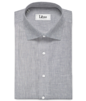 Linen Club Men's European Linen 60 LEA Self Design  Unstitched Shirting Fabric (Light Grey)