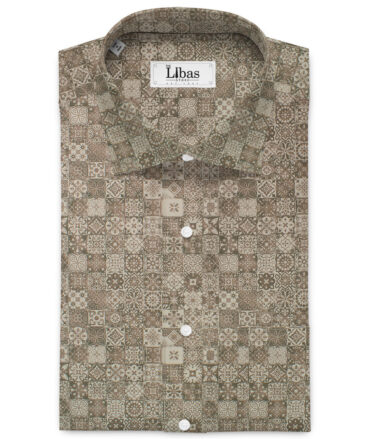 Cadini Men's Premium Cotton Printed  Unstitched Shirting Fabric (Light Brown)