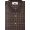 Cadini Men's Bamboo Micro Checks  Unstitched Shirting Fabric (Dark Brown)