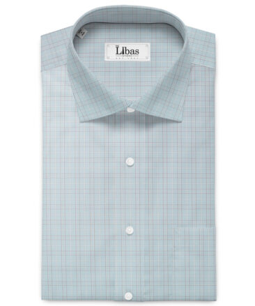 Cadini Men's Cotton Checks  Unstitched Shirting Fabric (Mint Green)