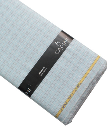 Cadini Men's Cotton Checks  Unstitched Shirting Fabric (Mint Green)