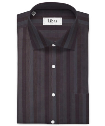 Cadini Men's Bamboo Micro Striped  Unstitched Shirting Fabric (Dark Brown)