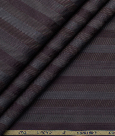 Cadini Men's Bamboo Micro Striped  Unstitched Shirting Fabric (Dark Brown)