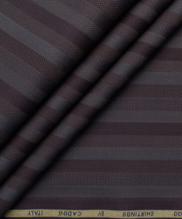 Cadini Men's Bamboo Micro Striped  Unstitched Shirting Fabric (Dark Brown)