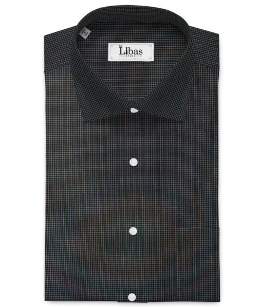 Raymond Men's Premium Cotton Checks  Unstitched Shirting Fabric (Black & White)