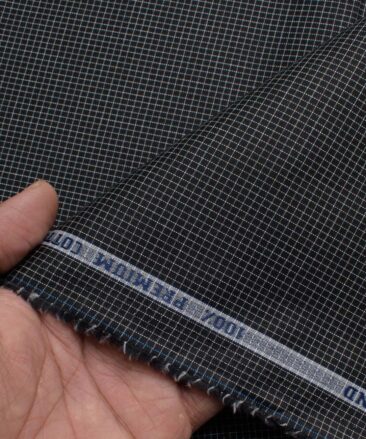 Raymond Men's Premium Cotton Checks  Unstitched Shirting Fabric (Black & White)