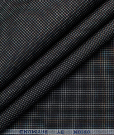 Raymond Men's Premium Cotton Checks  Unstitched Shirting Fabric (Black & White)