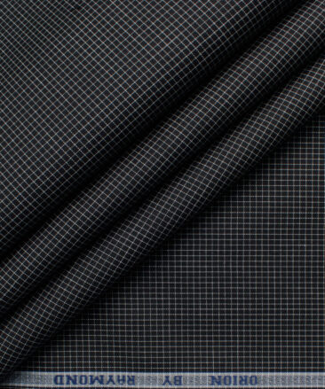 Raymond Men's Premium Cotton Checks  Unstitched Shirting Fabric (Black & White)