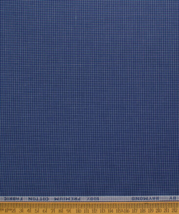 Raymond Men's Premium Cotton Checks  Unstitched Shirting Fabric (Dark Royal Blue & White)