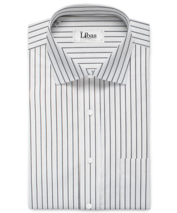 Raymond Men's Premium Cotton Striped  Unstitched Shirting Fabric (White & Black)