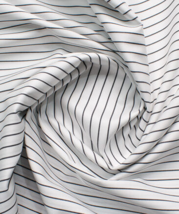 Raymond Men's Premium Cotton Striped  Unstitched Shirting Fabric (White & Black)