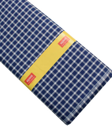 Raymond Men's Premium Cotton Checks  Unstitched Shirting Fabric (Royal Blue)