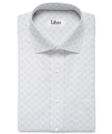 Raymond Men's Cotton Printed  Unstitched Shirting Fabric (White & Grey)