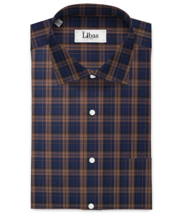 Soktas Men's Giza Cotton Checks  Unstitched Shirting Fabric (Royal Blue)