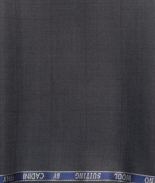 Cadini Men's 50% Wool Super 120's Checks  Unstitched Trouser Fabric (Dark Grey)